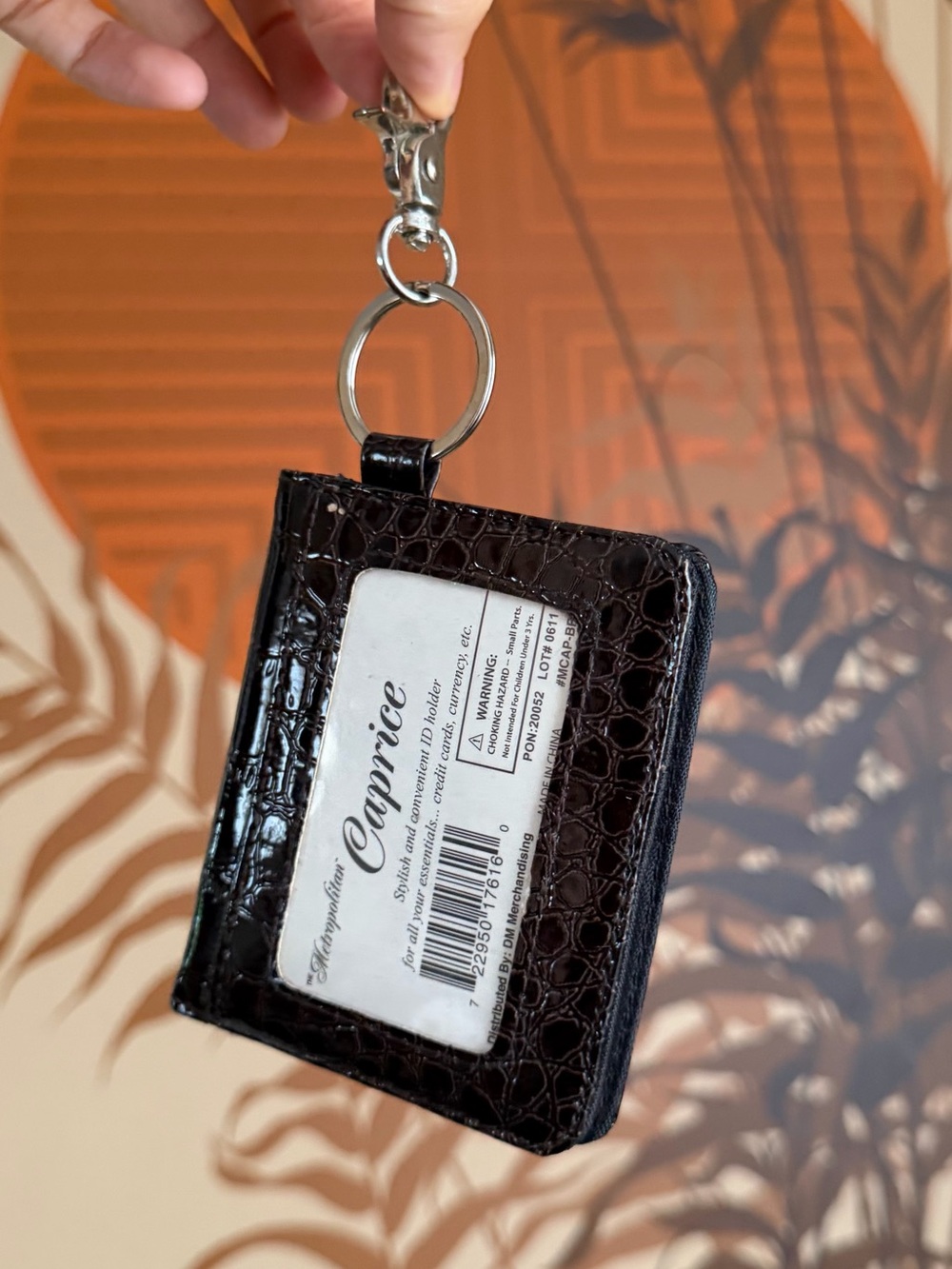 Caprice faux croc ID holder keychain